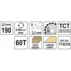 YATO Disc circular pentru lemn 190X60TX20mm..